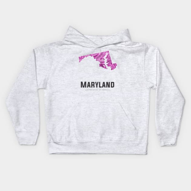 Maryland state map abstract pink Kids Hoodie by StudioGrafiikka